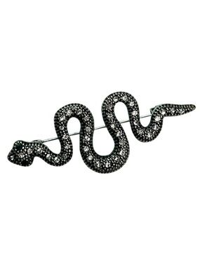 Black Rhinestone Snake Brooch Pin